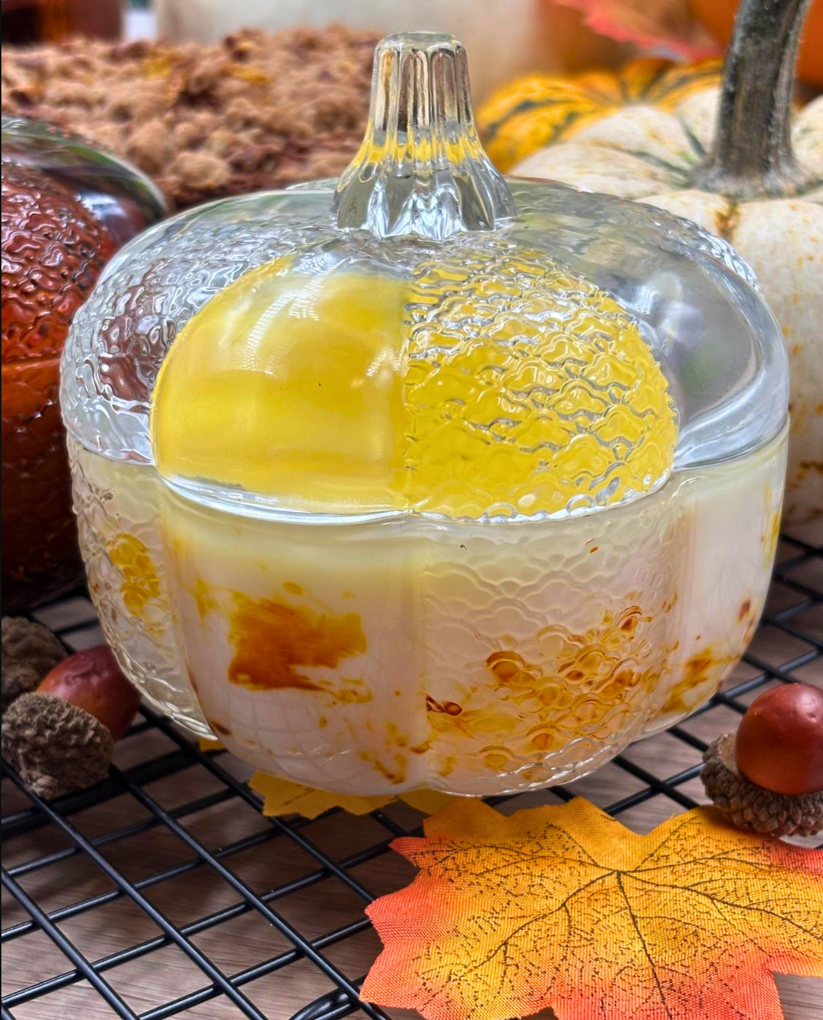Pumpkin Bread & Bruleed Bananas - 8.5 oz Harvest Glass Pumpkin with Lid