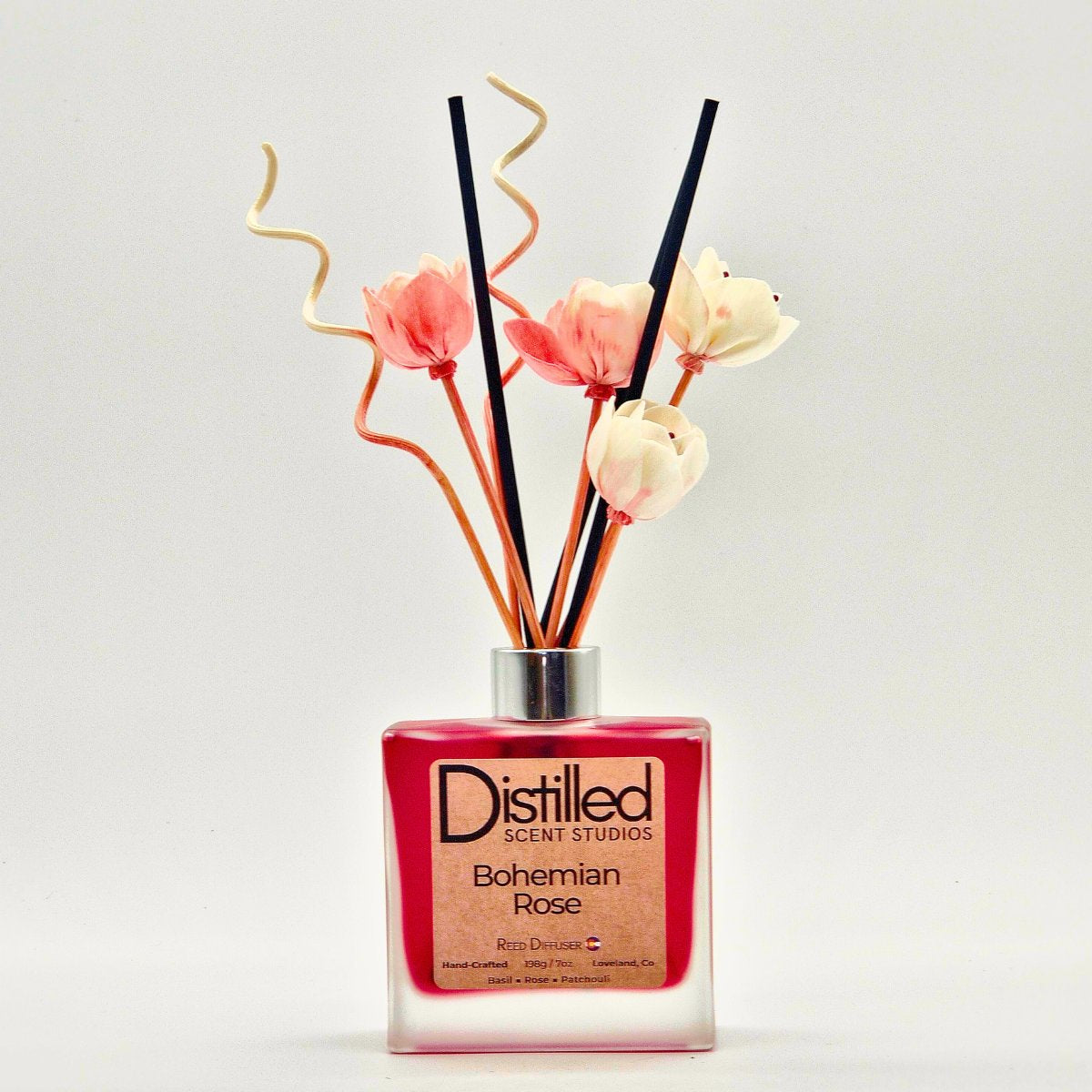 Reed Diffuser (7 oz) - Bohemian Rose w/ Blooming Flower Rods
